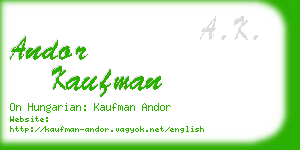 andor kaufman business card
